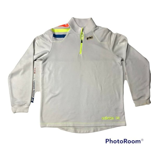 Adidas Golf Mens Tri-Color White 1/4 Zip Long Sleeve Breathable Sweater - Picture 1 of 7